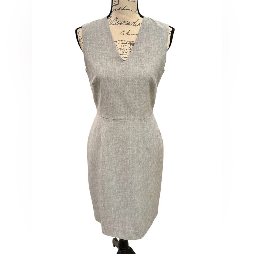 Reiss Thea Sheath Dress Tailored Gray Wool Blend Womens Size 6 - Picture 2 of 15